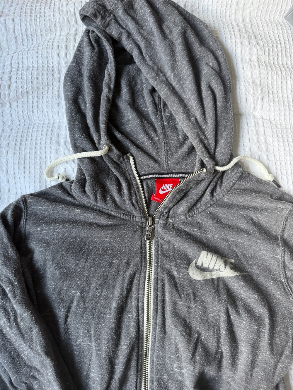 Nike Gray Speckled Full-Zip Hooded Sweatshirt